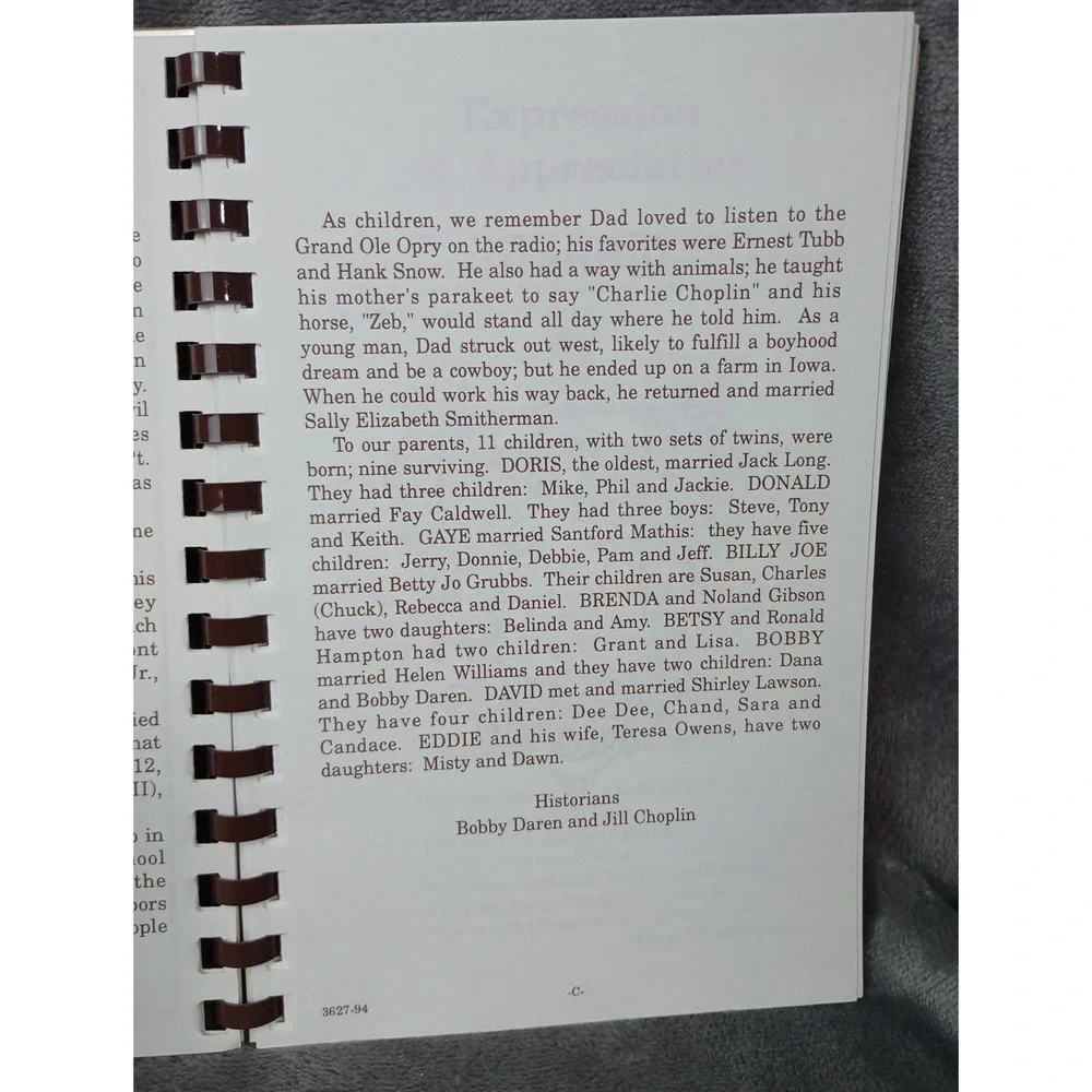 Choplin Family‎ Cookbook Recipes Yadkin County, NC East Bend Tobacco Family Tree